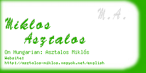 miklos asztalos business card
